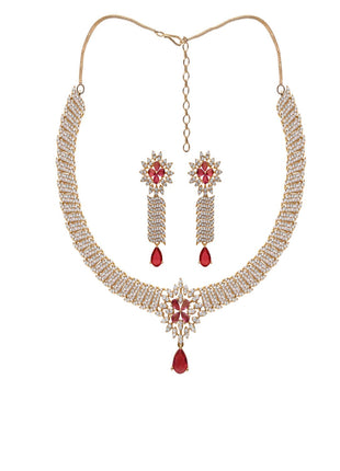 Garnet Color Choker Necklace Set By 2wist Designs