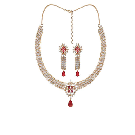 Garnet Color Choker Necklace Set By 2wist Designs