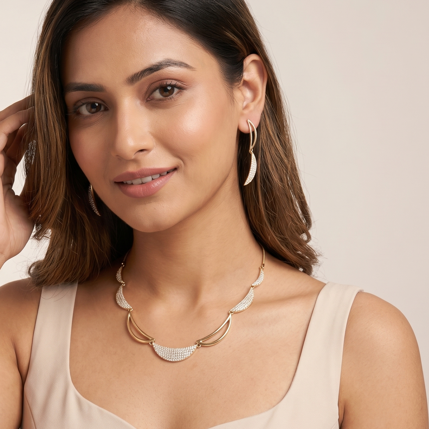 Crescent Moon Color Necklace Set