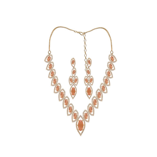 Peach Leaf Color Necklace Set