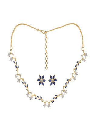 Sapphire Color Star Motif Necklace Set By 2wist Designs