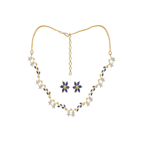 Sapphire Color Star Motif Necklace Set By 2wist Designs