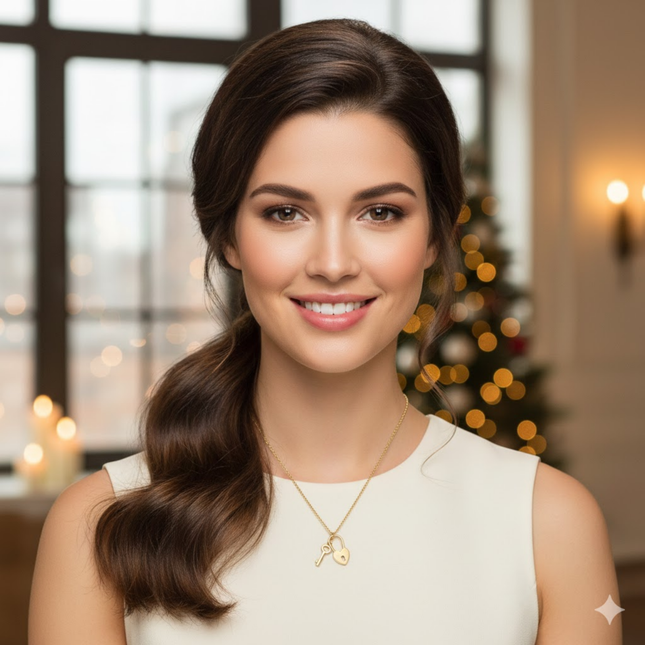 Heart Lock & Key Pendant Necklace