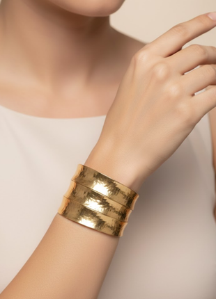 Hammered Gold Wide Cuff Bracelet By 2wist Designs