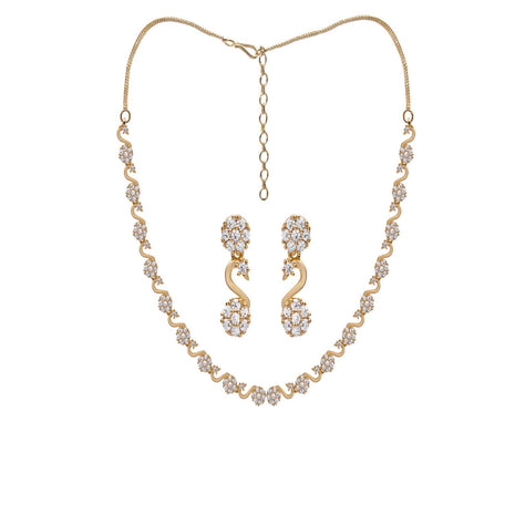 Wave Silhouette Floral CZ Necklace Set By 2wist Designs