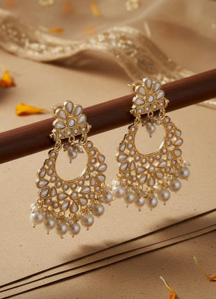 Pearl Accent Chandbali Earrings By 2wist Designs