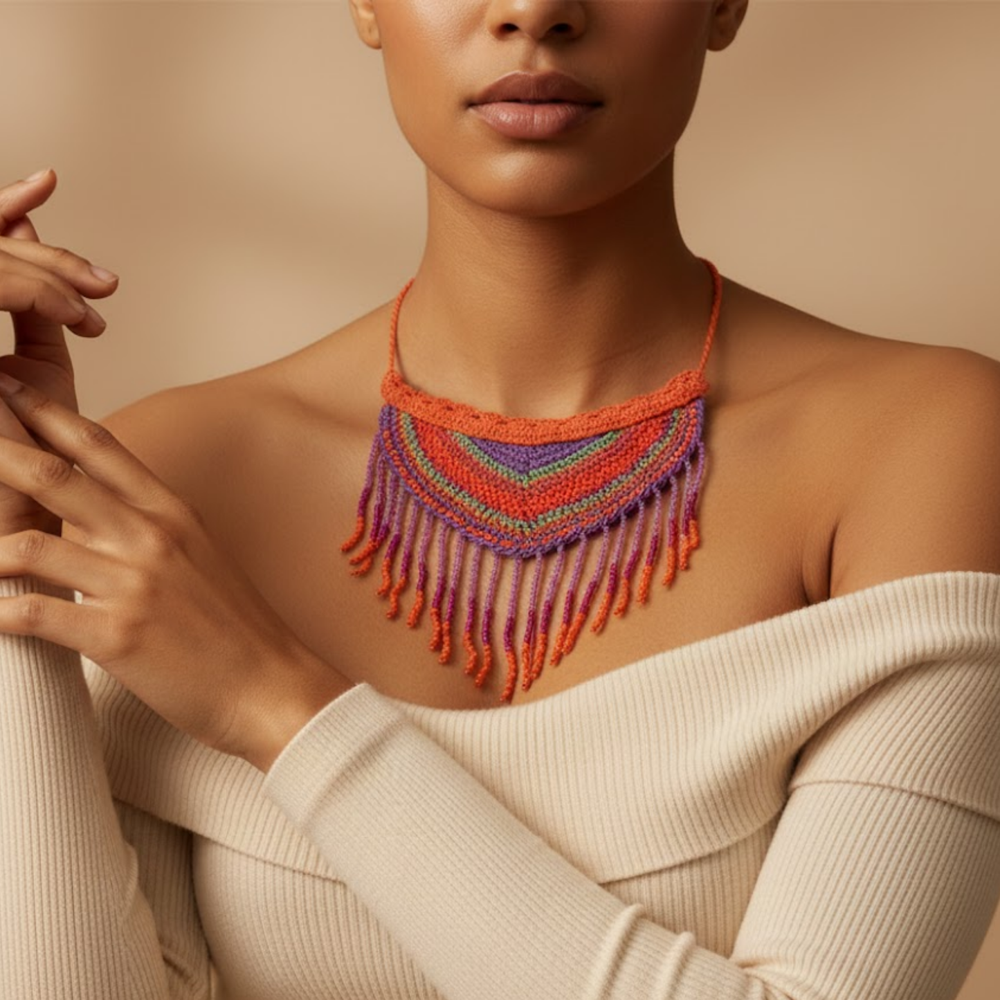 Bohemian Crochet Tassel Choker By 2wist Designs