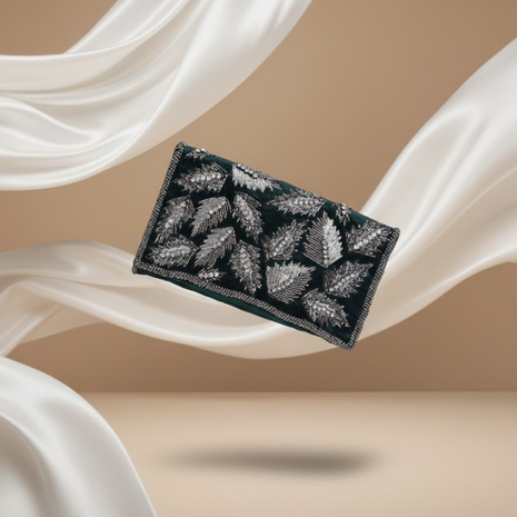 Velvet Zardosi Embroidered Clutch By 2wist Designs