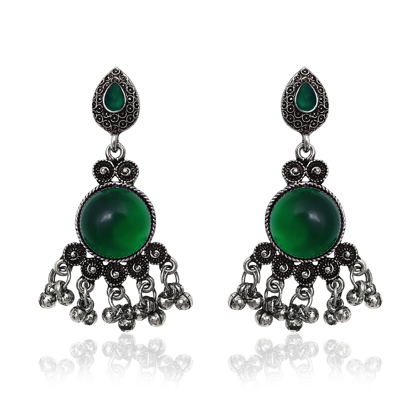 Green Stone Statement Earrings