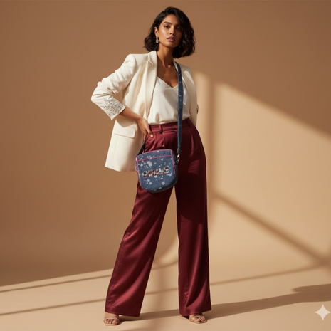 Denim Sling Bag Smile Patch By 2wist Designs