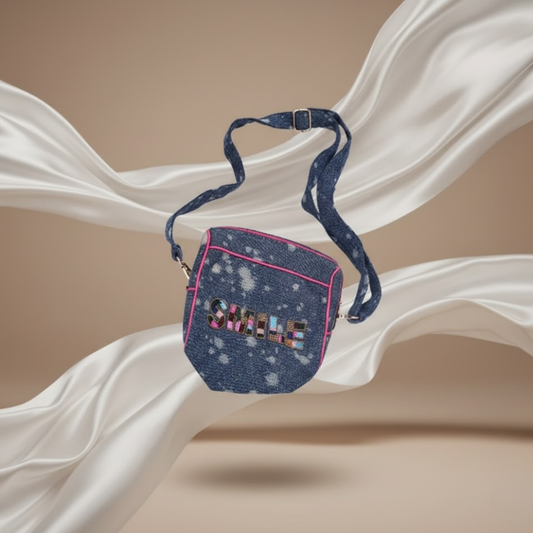 Denim Sling Bag Smile Patch
