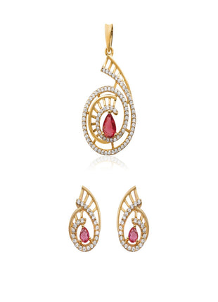 Spiral Shell Garnet Color Pendant Set By 2wist Designs