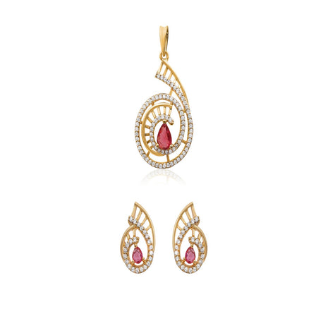 Spiral Shell Garnet Color Pendant Set By 2wist Designs