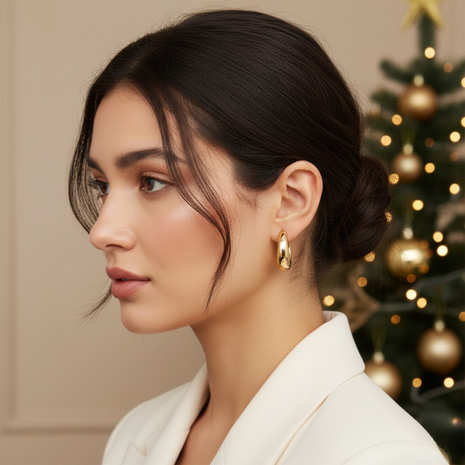 Chunky Gold Huggie Hoop Earrings for Women By 2wist Designs