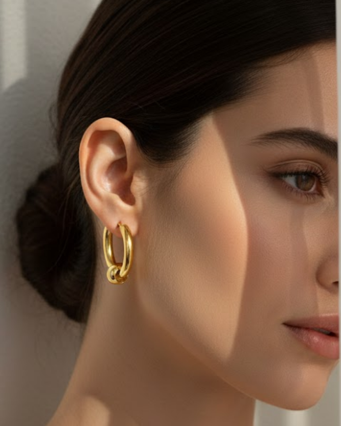 Huggie Earrings With Floating Bead