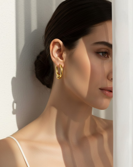 Huggie Earrings With Floating Bead By 2wist Designs