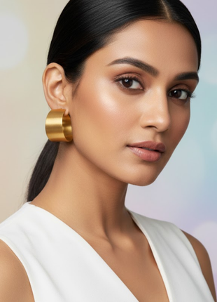 Hammered Gold Tone Wide Hoop Earrings By 2wist Designs