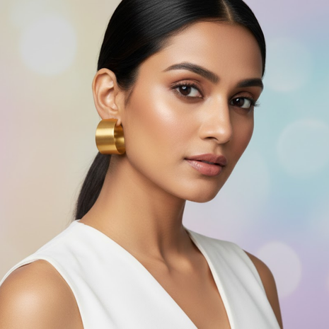 Hammered Gold Tone Wide Hoop Earrings By 2wist Designs