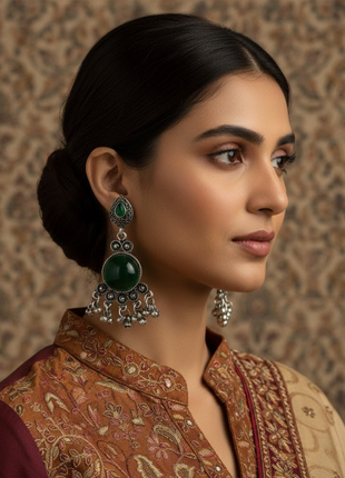 Green Stone Statement Earrings By 2wist Designs