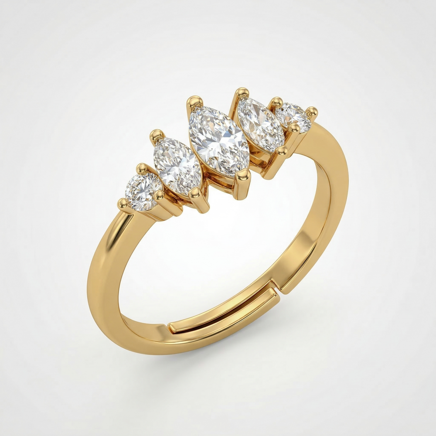 Elegant Gold-Tone Multi-Stone Marquise Ring