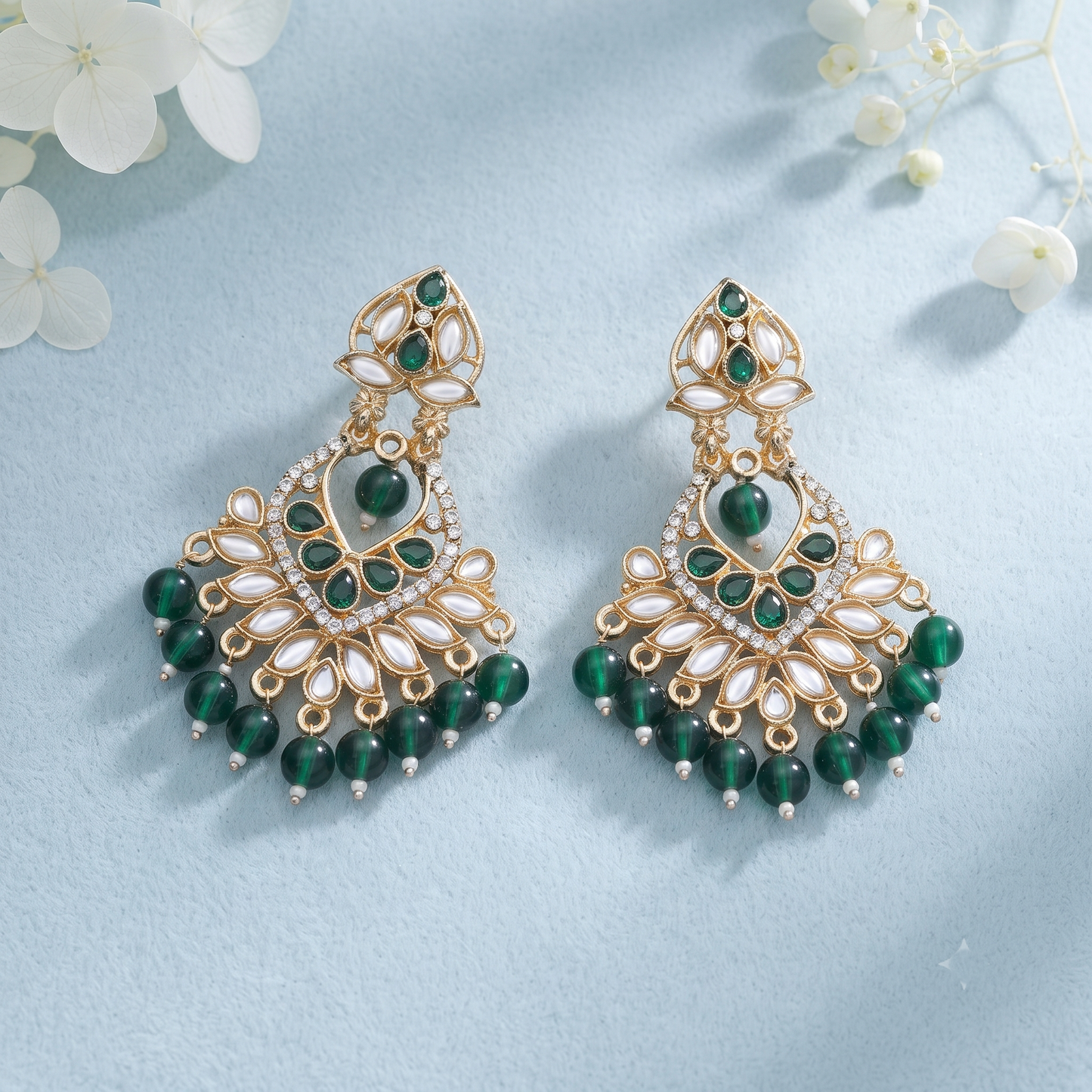 Emerald Green Chandbali Earrings