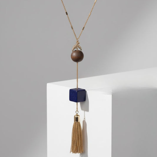 Blussh Metal Geometric Tassel Pendant Set