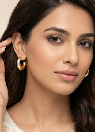 Gold Plated Brass Circular Hoop Earrings