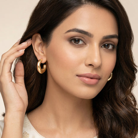 Gold Plated Brass Circular Hoop Earrings