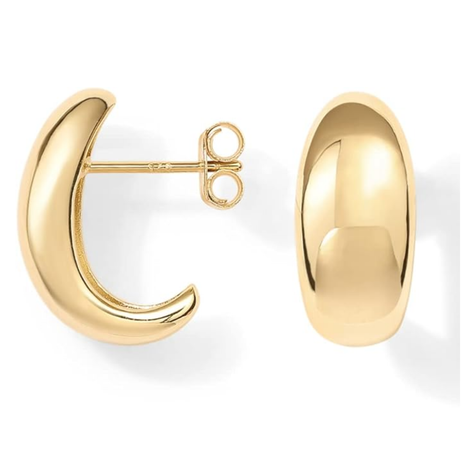 Exceptional Hoop Earrings Polished Chunky Bold Silhouette Golden Brass