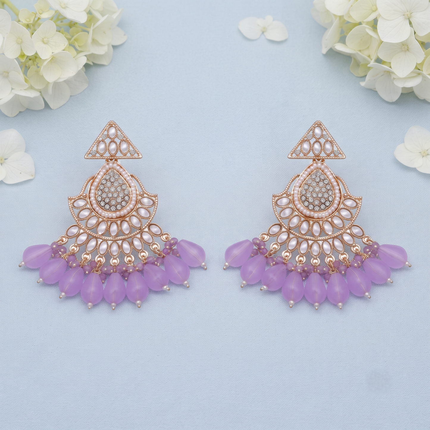 Radiant Triangular Lavender White Stone
