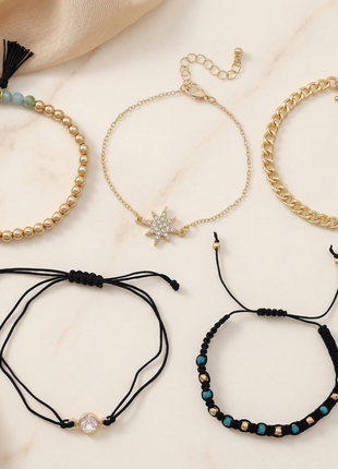 Gold Toned Brass Bracelet Set Of 5