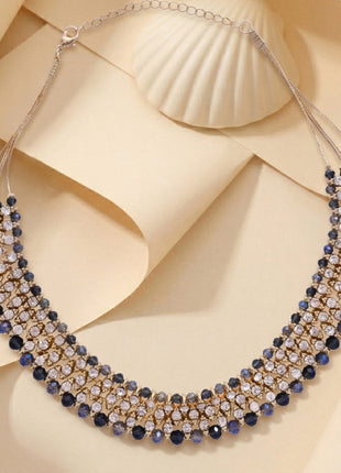 Gold-Plated Brass Handcrafted Beaded Multirow Statement Collar Necklace