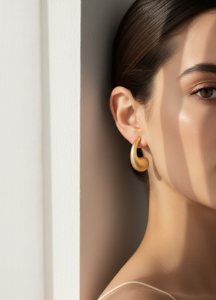 Matte Gold Teardrop Hoop Earrings By 2wist Designs