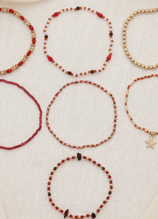 Gold Toned Brass Elasticated Bracelet Set Of 7