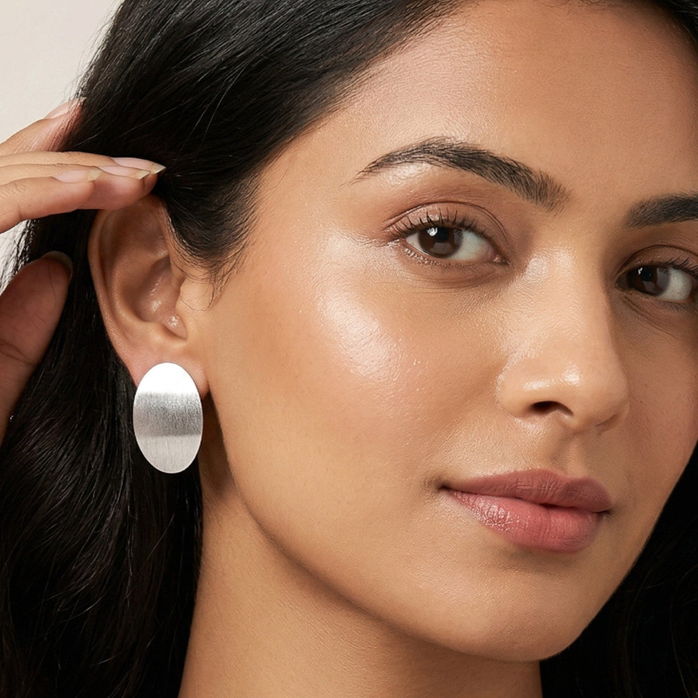 Silver Plated Oval Stud