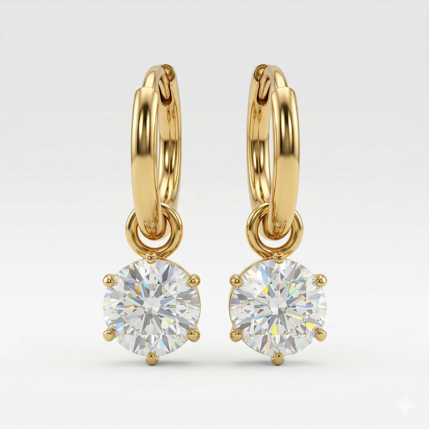 Gold-Tone Solitaire Drop Hoop Earrings