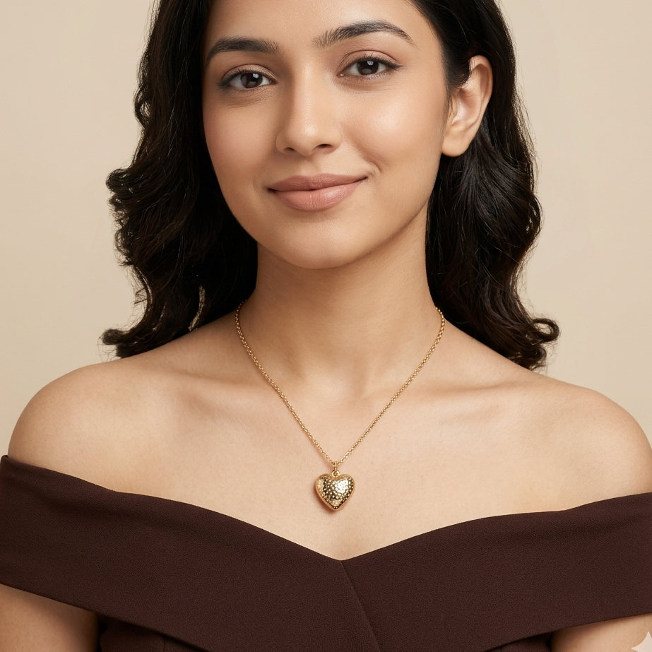 Vintage-Inspired Gold Filigree Heart Locket Necklace
