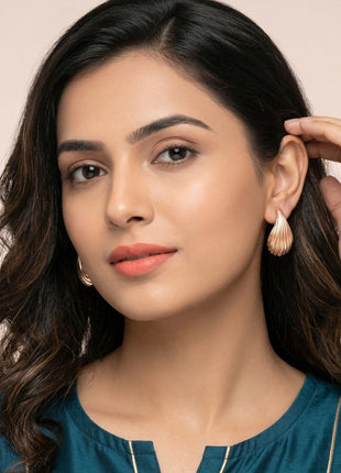 Rose Gold Plated Brass Teardrop Stud Earrings
