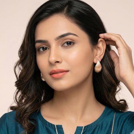 Rose Gold Plated Brass Teardrop Stud Earrings