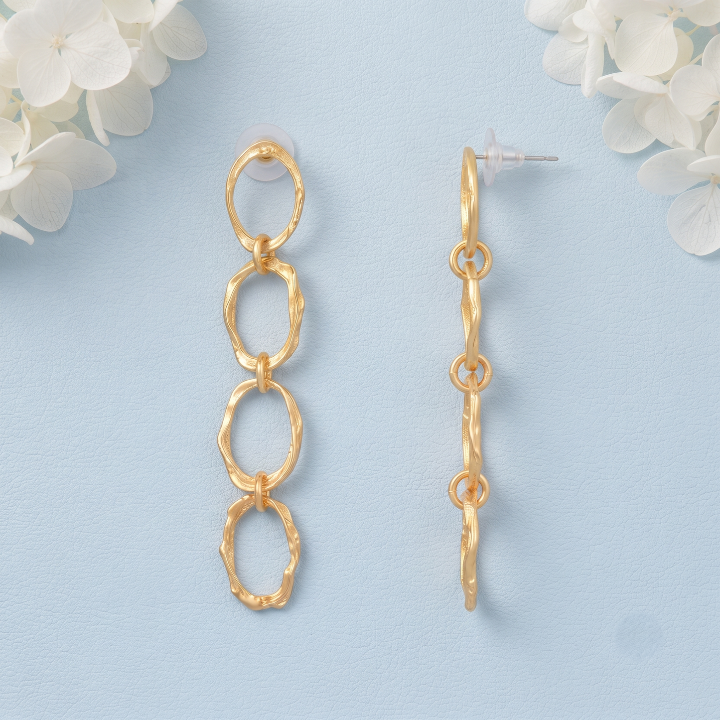 Gold Plated Brass Oval Loop Drop Earrings