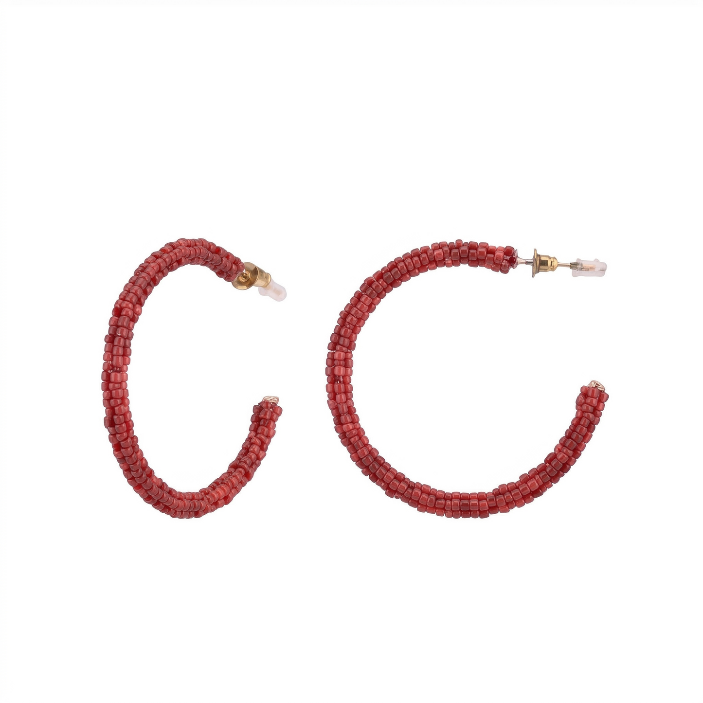 Peach Thread-Wrapped Minimalist Hoop Earrings