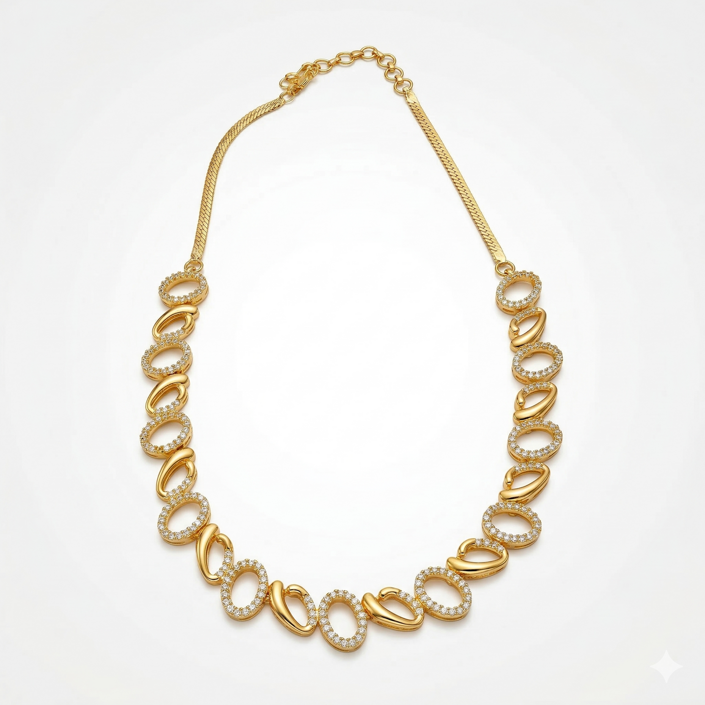 Gold-Tone Linked Oval Stone Necklace Set