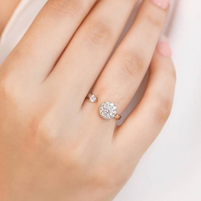 Open Halo White CZ Ring in High-Polish Silver