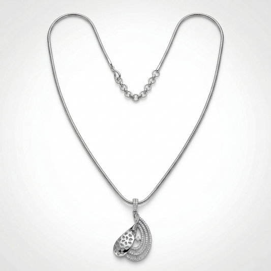 Elegant Leaf-Motif Floral Stone Pendant Set