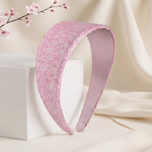 Luxury Pastel Pink Shimmer Wide Headband Sparkly Bubblegum Pink Padded Hairband
