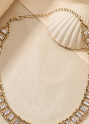Gold-Plated Brass Stone-Studded Baguette Link Statement Necklace