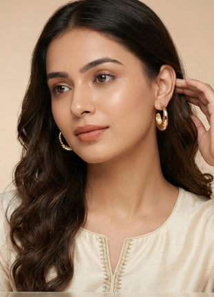 Gold Plated Brass Crescent Hoop Earrings