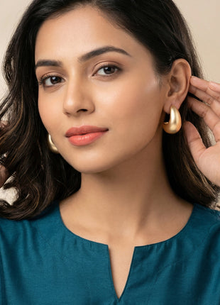 Rose Gold Plated Brass Crescent Hoop Earrings