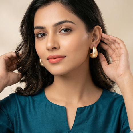 Rose Gold Plated Brass Crescent Hoop Earrings