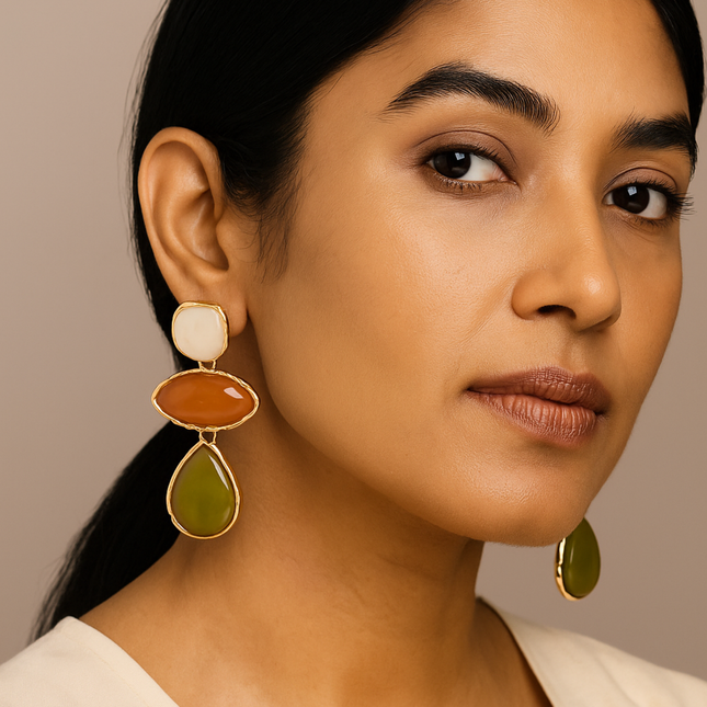 Boho Multicolor Stone Drop Earrings